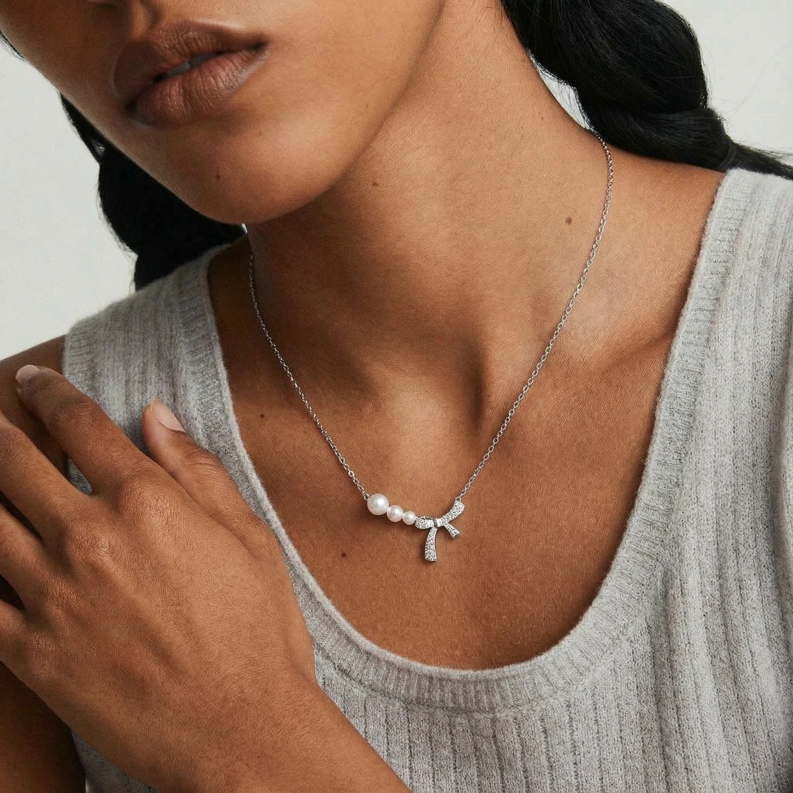 Pearl Bow Necklace