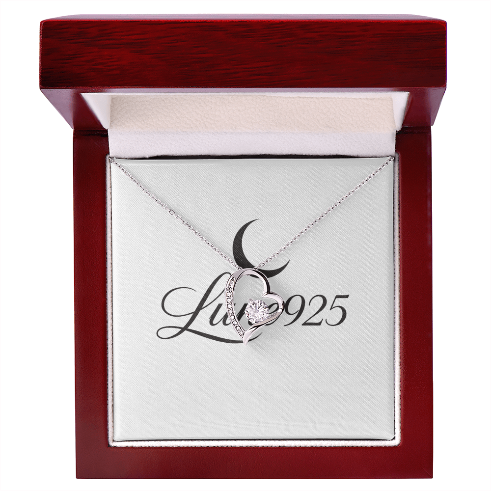 Love Forever Valentines Day Necklace Gift Charming Zircon Gemstone Gold Finish