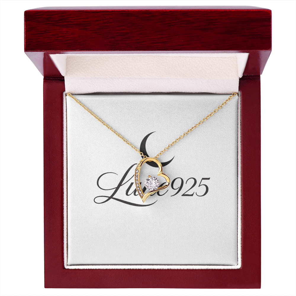 Love Forever Valentines Day Necklace Gift Charming Zircon Gemstone Gold Finish