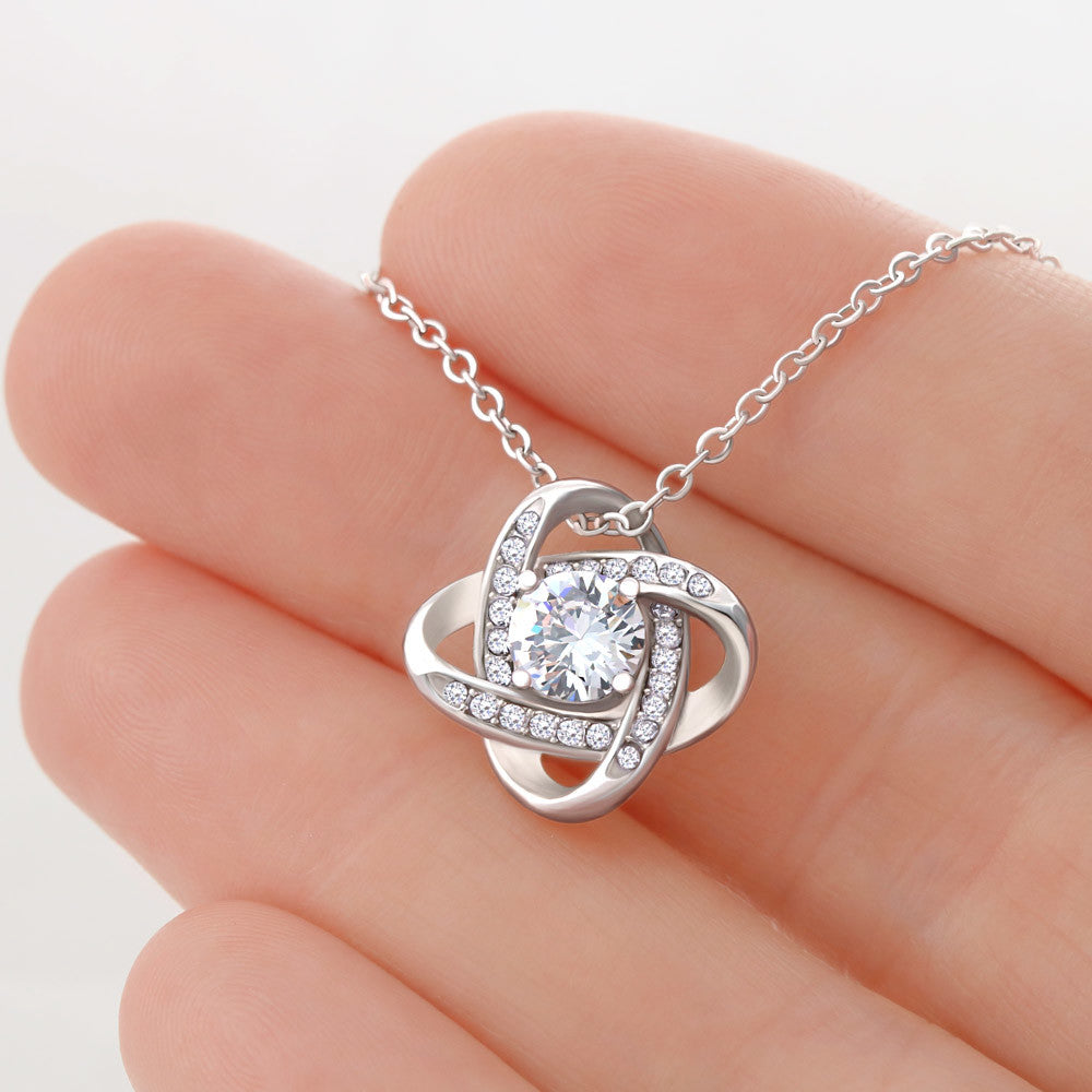 Shiny Love Knot Necklace Cubic Zirconia Charming Gift
