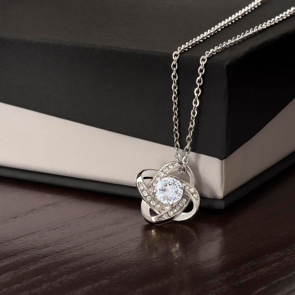 Shiny Love Knot Necklace Cubic Zirconia Charming Gift