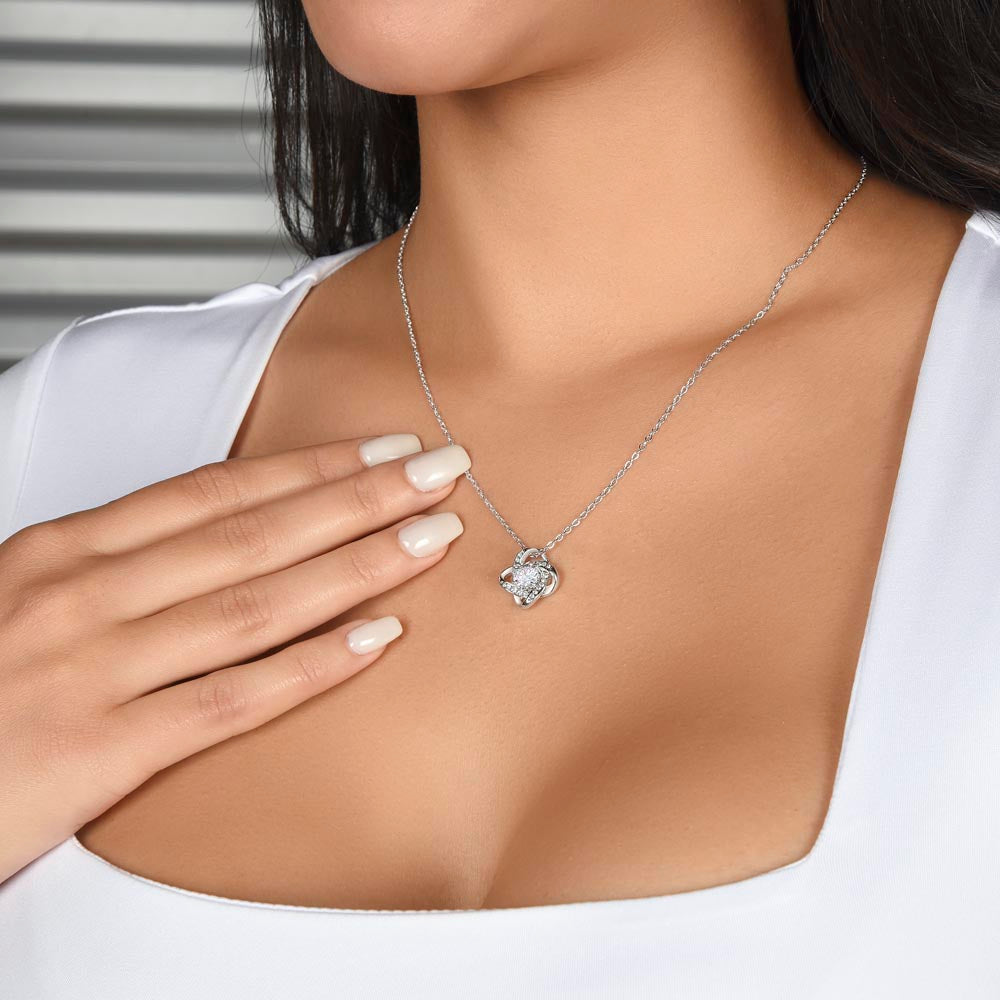 Shiny Love Knot Necklace Cubic Zirconia Charming Gift