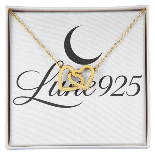 Interlock Hearts Infinity Love CZ crystal 18k Gold Pendant