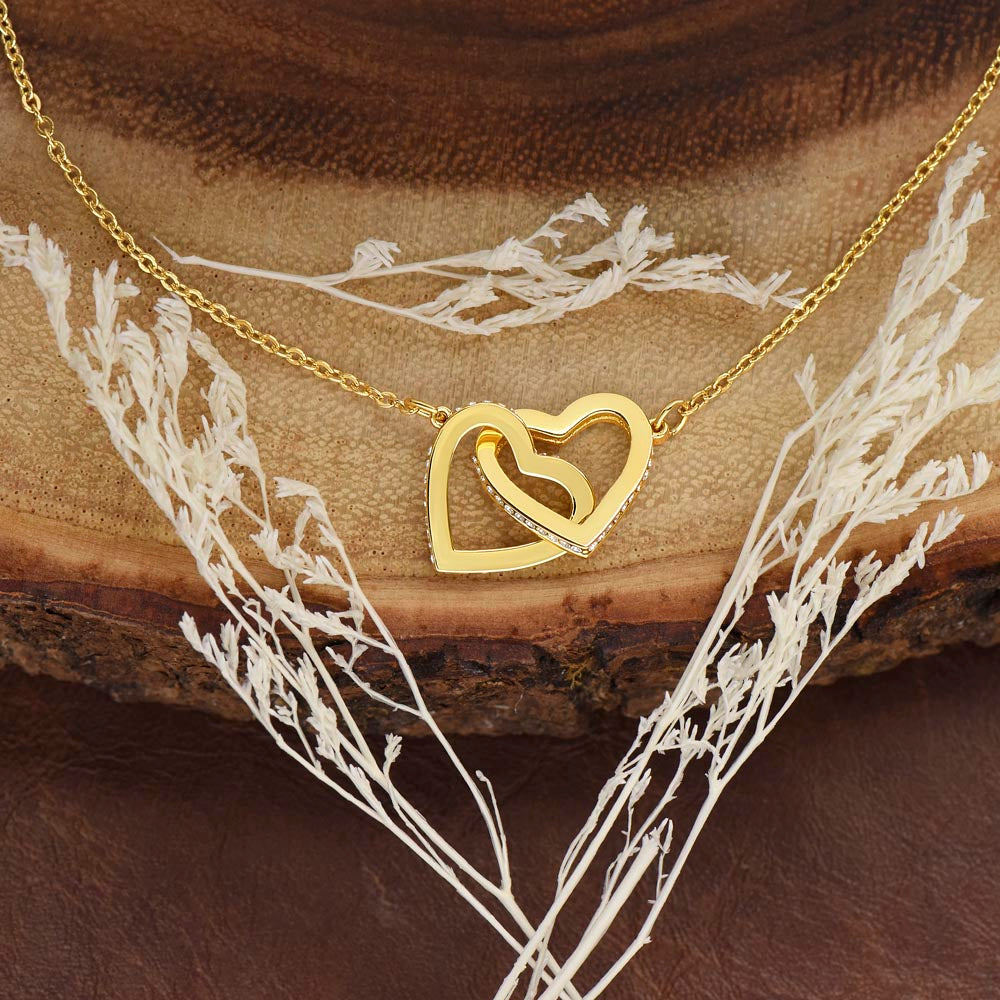 Interlock Hearts Infinity Love CZ crystal 18k Gold Pendant
