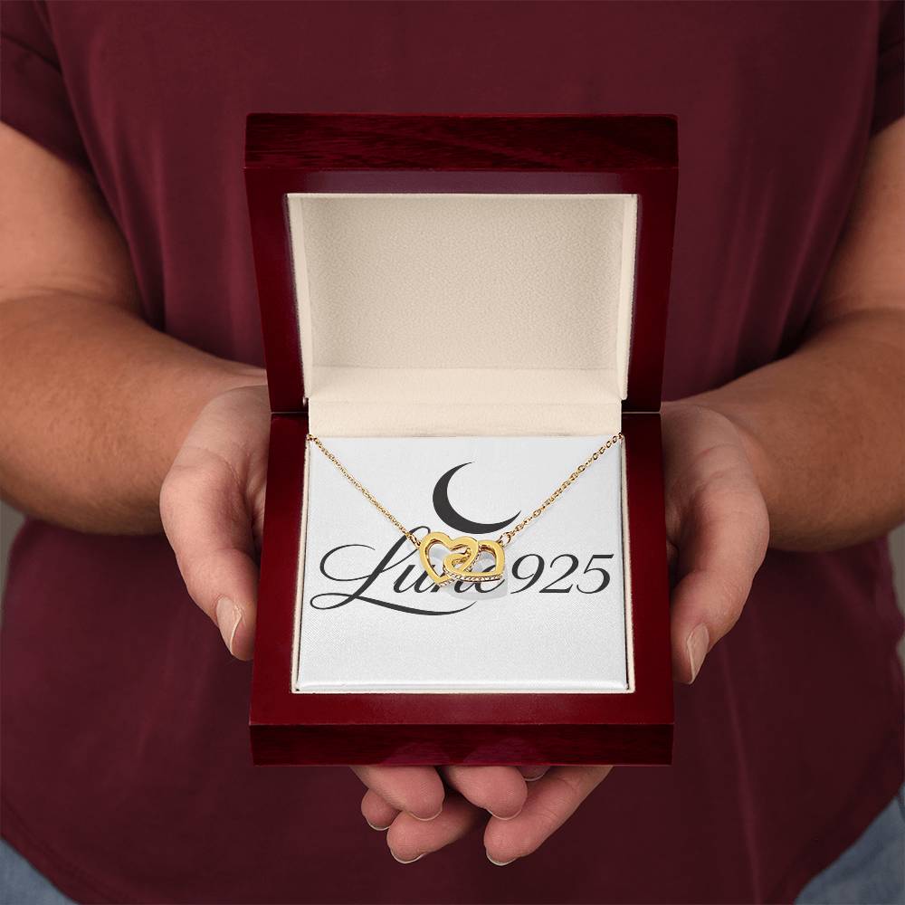 Interlock Hearts Infinity Love CZ crystal 18k Gold Pendant