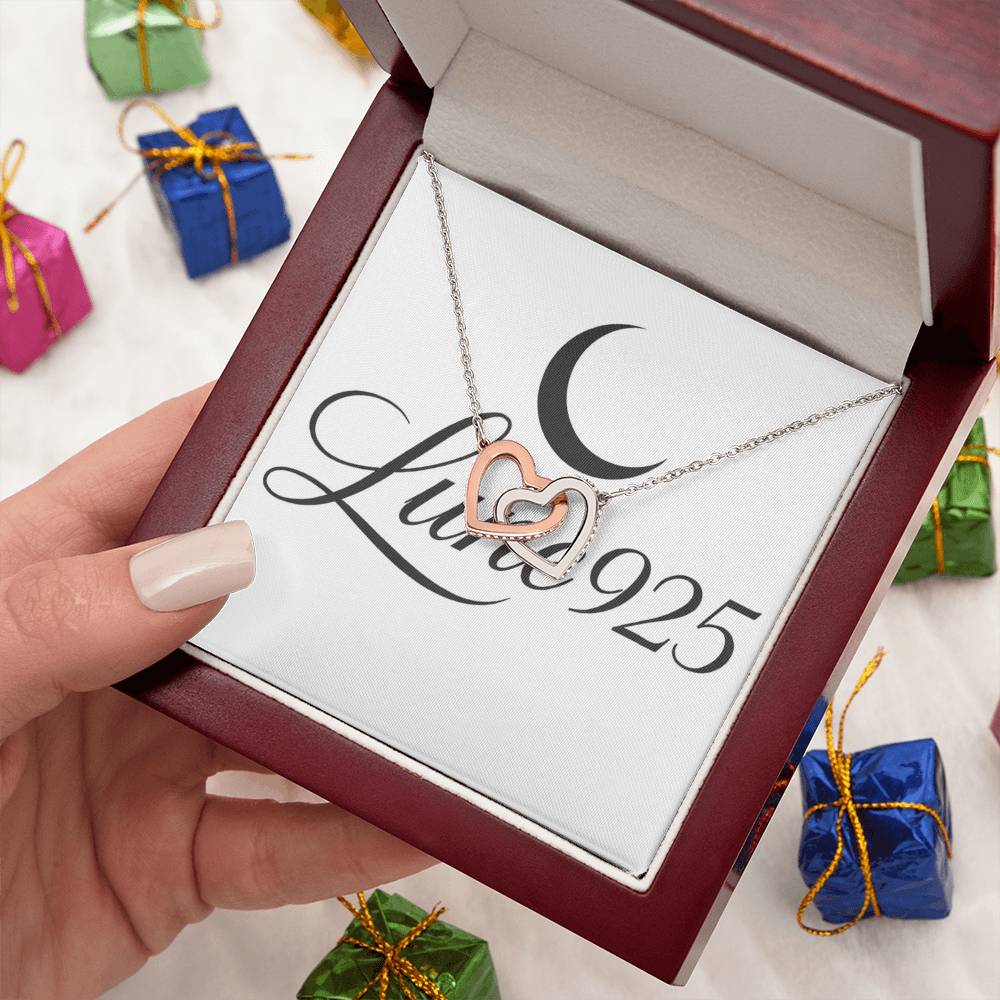 Interlock Hearts Infinity Love CZ crystal 18k Gold Pendant