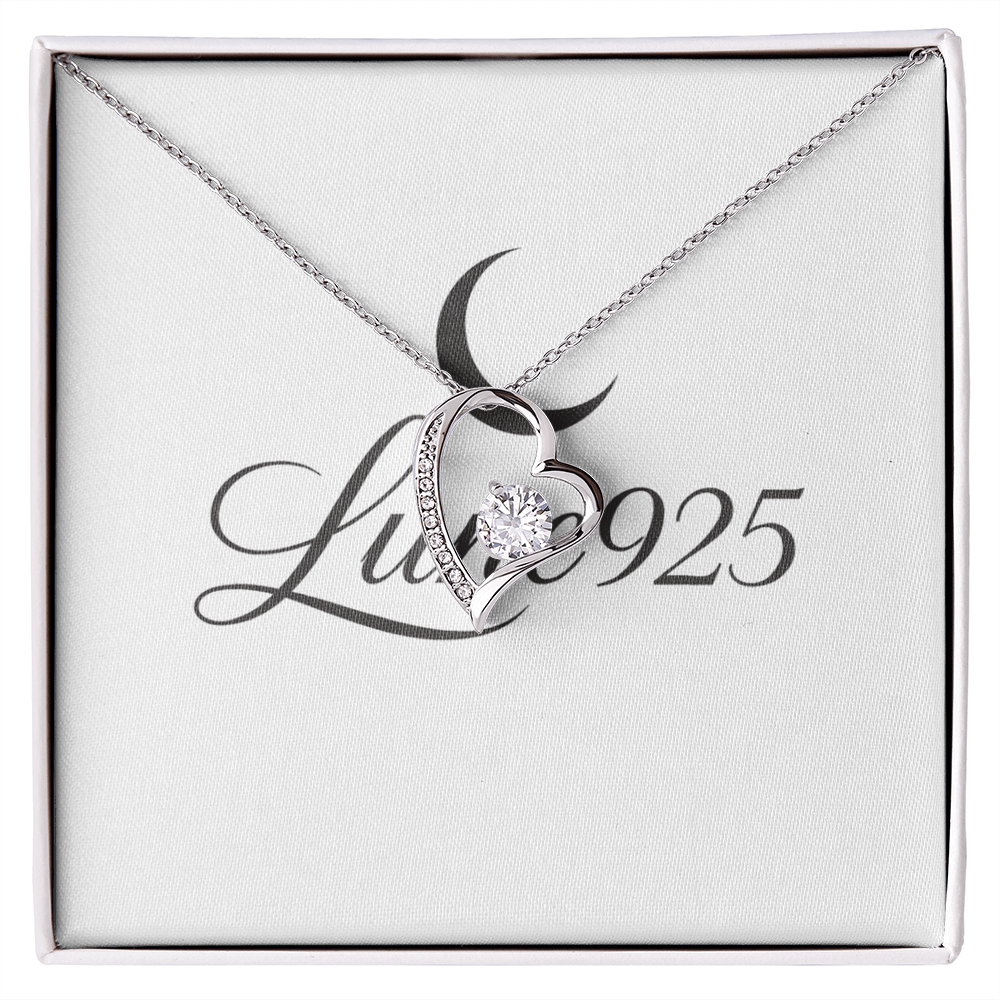 Love Forever Valentines Day Necklace Gift Charming Zircon Gemstone Gold Finish