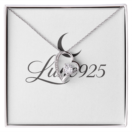 Love Forever Valentines Day Necklace Gift Charming Zircon Gemstone Gold Finish