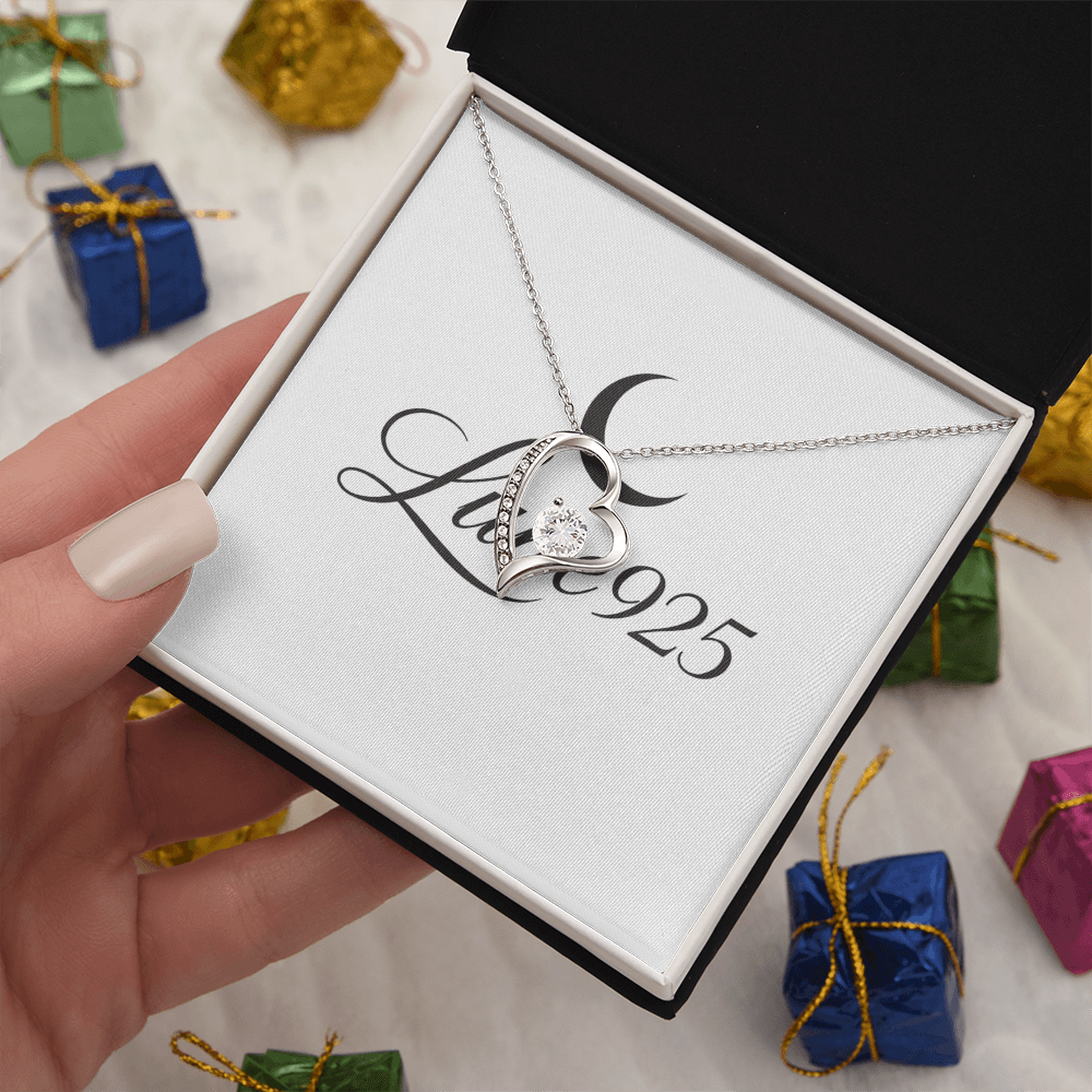 Love Forever Valentines Day Necklace Gift Charming Zircon Gemstone Gold Finish