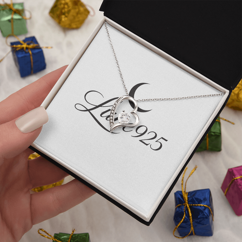 Love Forever Valentines Day Necklace Gift Charming Zircon Gemstone Gold Finish