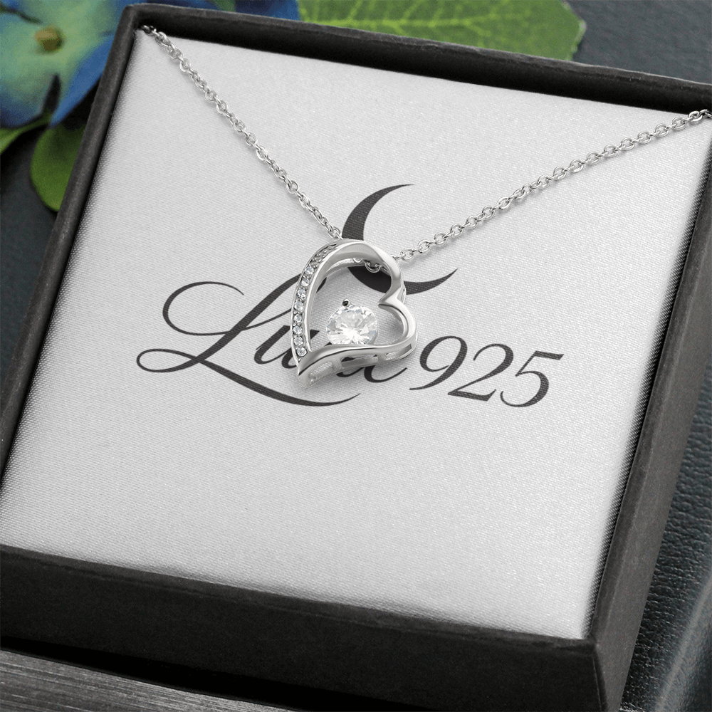 Love Forever Valentines Day Necklace Gift Charming Zircon Gemstone Gold Finish