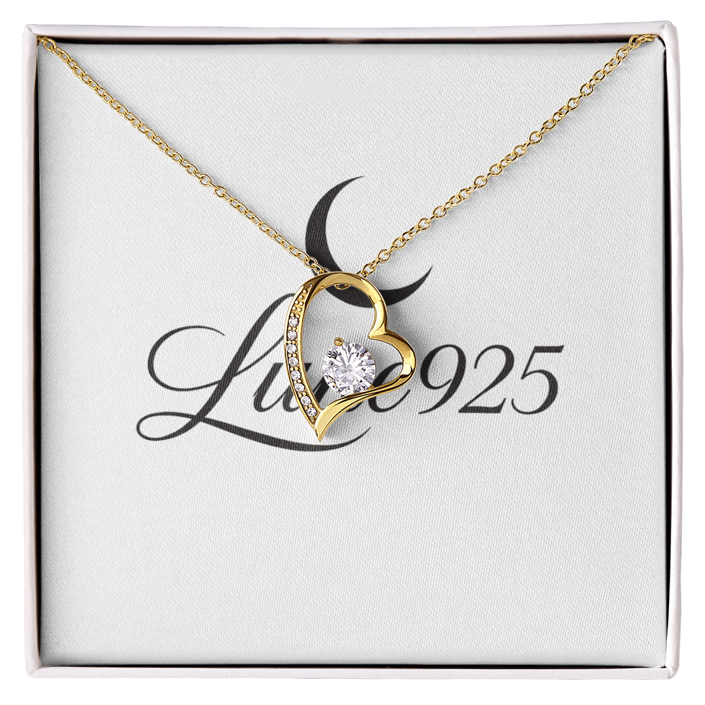 Love Forever Valentines Day Necklace Gift Charming Zircon Gemstone Gold Finish